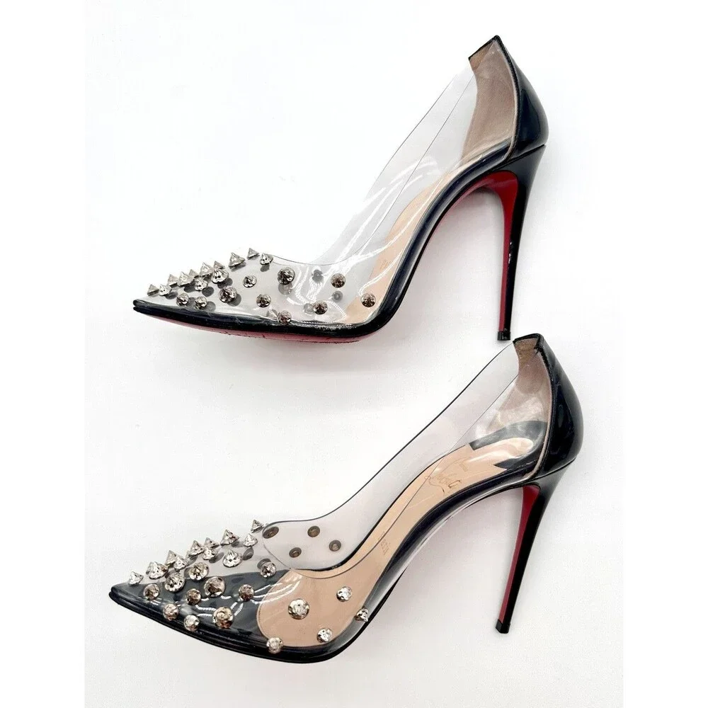 Christian Louboutin Patent PVC Collaclou 100 Pump Black High Heels EU38.5 US8.5